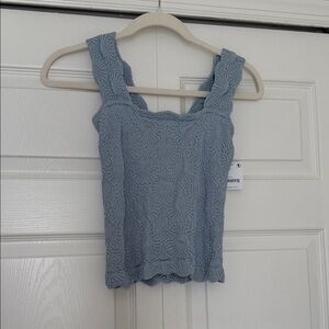 Free People Light Blue Textured Tank Top